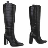 Hoge zwarte laars Dilara met croco print_