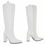 Hoge witte laars Dilara met croco print_