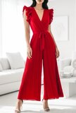 Elegante rode plisse jumpsuit_