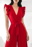 Elegante rode plisse jumpsuit_