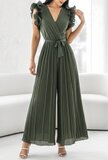 Elegante kaki groene plisse jumpsuit_