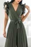 Elegante kaki groene plisse jumpsuit_