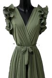 Elegante kaki groene plisse jumpsuit_