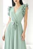 Elegante licht groene plisse jumpsuit_