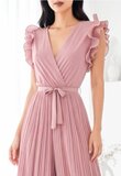 Elegante oud rose plisse jumpsuit_