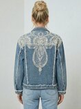 Veste en jean bleu premium ornée de perles, de strass et de broderies exclusives_