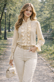 Romantische beige hemdblouse_