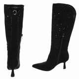 Hoge zwarte suede western-biker laars Dania_