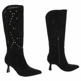 Hoge zwarte suede western-biker laars Dania_