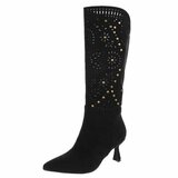 Hoge zwarte suede western-biker laars Dania_