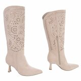 Hoge beige suede western-biker laars Dania_