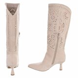Hoge beige suede western-biker laars Dania_