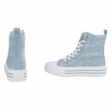 Jeans licht blauwe hoge textiel sneaker Daisy_