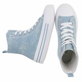 Jeans licht blauwe hoge textiel sneaker Daisy_