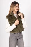Kaki groene bodywarmer in teddy fleece_