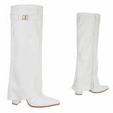 Bottes hautes blanches à rabat Chanella  _