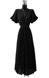 Robe longue plissée noire élégante_