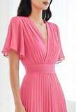 Stijlvolle rose maxi plisse jurk _