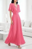 Stijlvolle rose maxi plisse jurk _