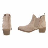 Kaki bruin suede enkellaarsje Bodille met cut out design_