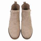 Kaki bruin suede enkellaarsje Bodille met cut out design_