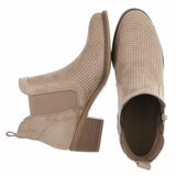 Kaki bruin suede enkellaarsje Bodille met cut out design_