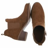 Licht bruin suede enkellaarsje Bodille met cut out design_