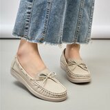 Beige mocassin Mindy met strikdetail_