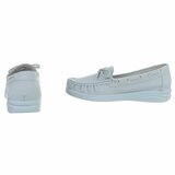 Licht blauwe mocassin Mindy met strikdetail_