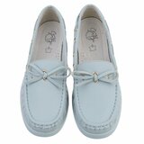 Licht blauwe mocassin Mindy met strikdetail_