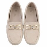 Mocassins Nadine en daim beige avec décoration_