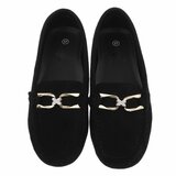 Mocassins Nadine en daim noir avec décoration_