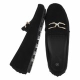 Mocassins Nadine en daim noir avec décoration_