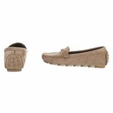 Mocassins Nadine en daim brun kaki avec décoration_