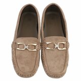 Mocassins Nadine en daim brun kaki avec décoration_