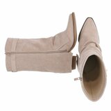 Bottes en suédine beige perforée avec boucle dorée Milou_