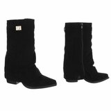 Bottes en suédine noir perforée avec boucle dorée Milou_