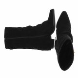 Bottes en suédine noir perforée avec boucle dorée Milou_