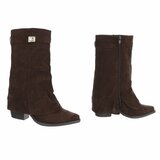 Bottes en suédine marron perforée avec boucle dorée Milou_