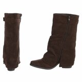 Bottes en suédine marron perforée avec boucle dorée Milou_