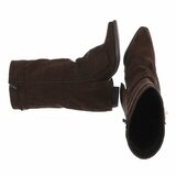 Bottes en suédine marron perforée avec boucle dorée Milou_