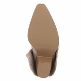 Kaki bruine suède laars met perforaties en goudkleurige gesp Milou_