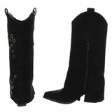 Zwarte suède biker-western laars Cibella met decoratieve ringen_