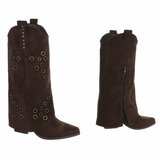 Bruine suède biker-western laars Cibella met decoratieve ringen_