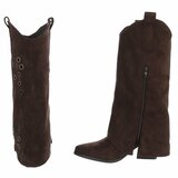 Bruine suède biker-western laars Cibella met decoratieve ringen_