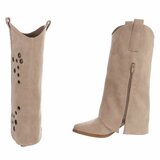 Kaki bruine suède biker-western laars Cibella met decoratieve ringen_