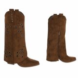 Licht bruine suède biker-western laars Cibella met decoratieve ringen_