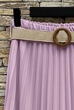 Lila geplooide midi rok met taille riem_