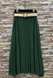 Groene geplooide midi rok met taille riem_