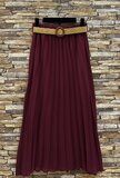 Bordeaux geplooide midi rok met taille riem_